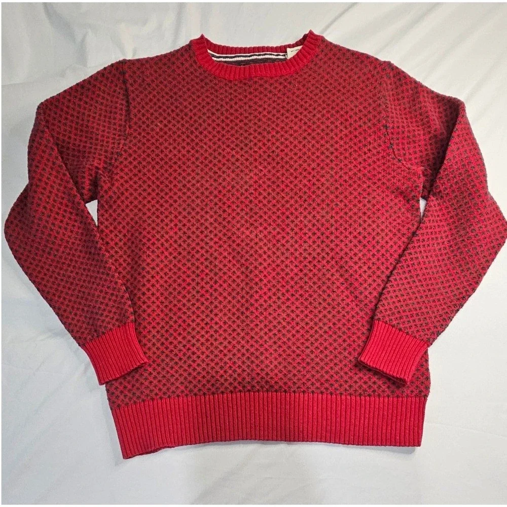 Weatherproof Vintage Men's Small‎ Red Black Textured Cotton Crewneck Sweater S